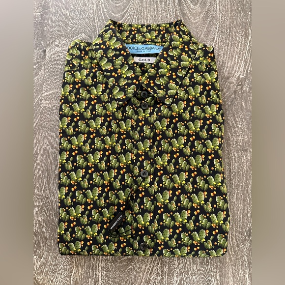 Dolce & Gabbana Green and Black Button Down Shirt